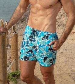 Hom Short De Plage Alain Blue Print