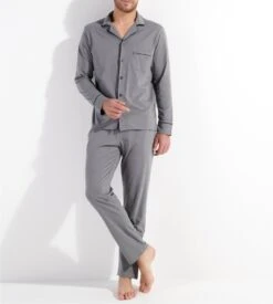 Hom Pyjama élégant Avec Chemise ALBERT Gris