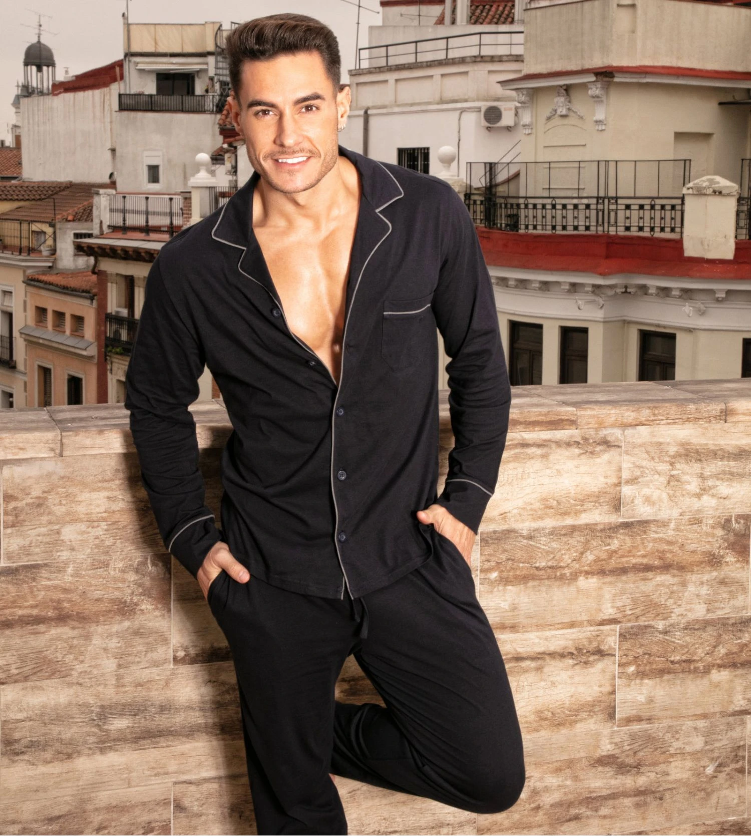 Hom Pyjama élégant Avec Chemise ALBERT Marine 5 Hom Pyjama élégant Avec Chemise ALBERT Marine – Image 3