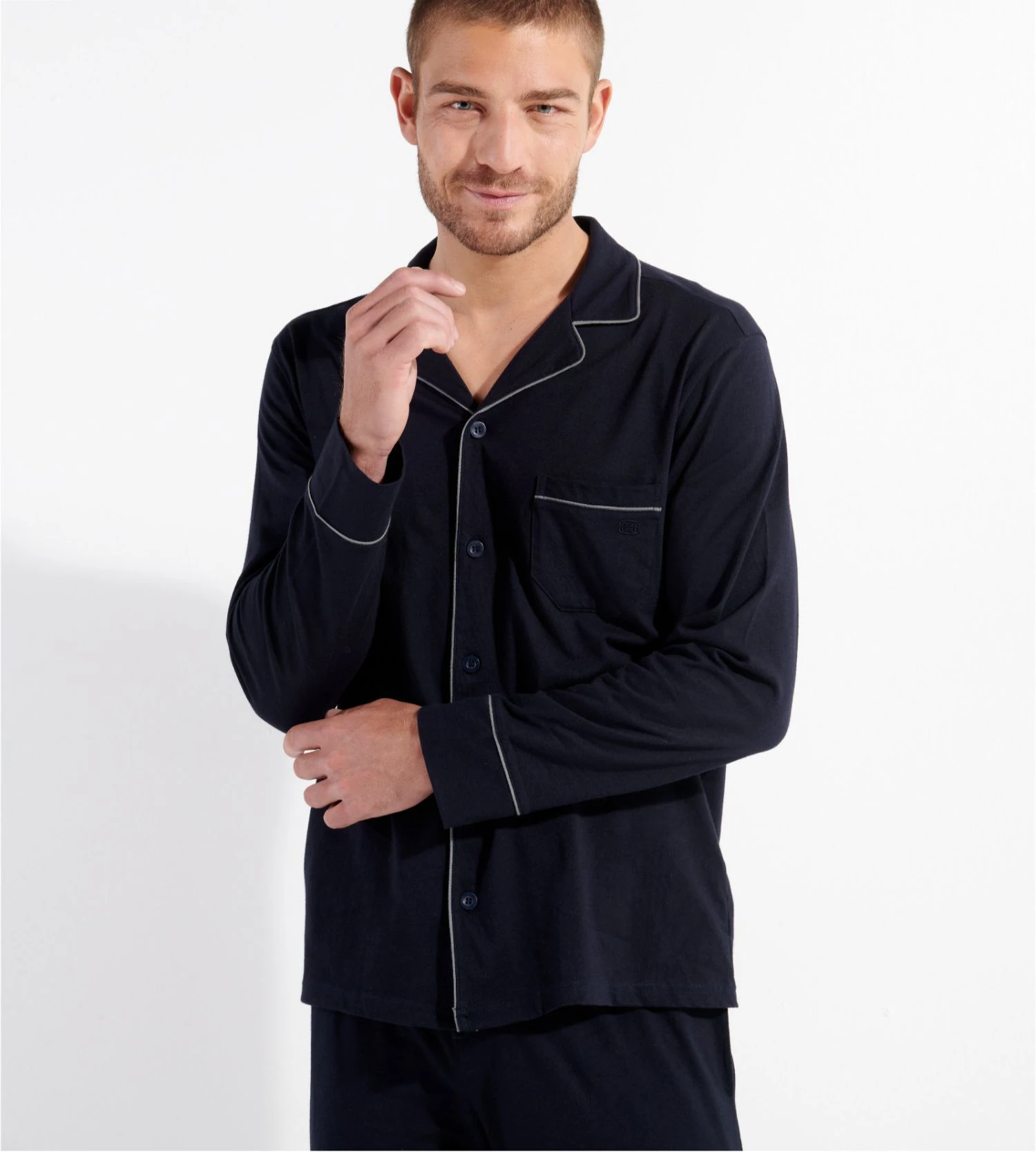 Hom Pyjama élégant Avec Chemise ALBERT Marine 6 Hom Pyjama élégant Avec Chemise ALBERT Marine – Image 4