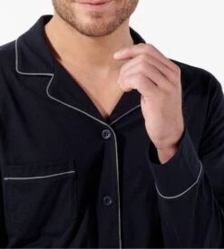 Hom Pyjama élégant Avec Chemise ALBERT Marine 15 Hom Pyjama élégant Avec Chemise ALBERT Marine -Lingerie Sipp albert pyj long ent boutonne marine oora bleu 5