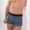 Boxer Homme HOM Aloys en Microfibre – Motifs Art Déco Bleu et Gris -Lingerie Sipp aloys boxer p284 dark grey print p284 dark grey print