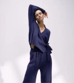 Triumph Amourette Cozy Bleu Foncé – Cardigan Cache-Cœur en Maille Molletonnée