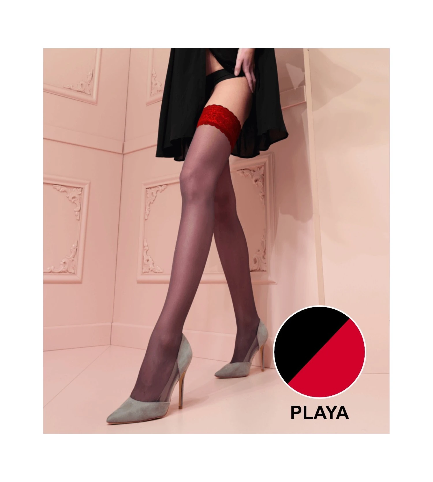 Bas Autoportant Bicolore Rosy NOIR/ROUGE 3 Bas Autoportant Bicolore Rosy NOIR/ROUGE