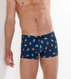 Hom Boxer De Bain Beach Club Navy Print