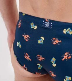 Hom Slip de Bain Mini Beach Club Navy - Imprimé Abstrait Bleu Marine et Blanc 11 Hom Slip de Bain Mini Beach Club Navy - Imprimé Abstrait Bleu Marine et Blanc -Lingerie Sipp beach club mini bain i0ra navy print bleu 2