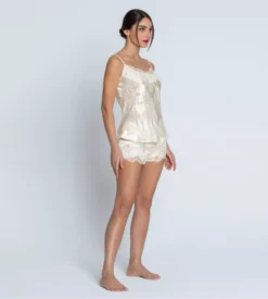 Lise Charmel Bellissime Amour Écru Nacre – Caraco en Viscose et Soie Dévorée -Lingerie Sipp bellissime amour caraco soie 0199 ecru nacre blanc 4