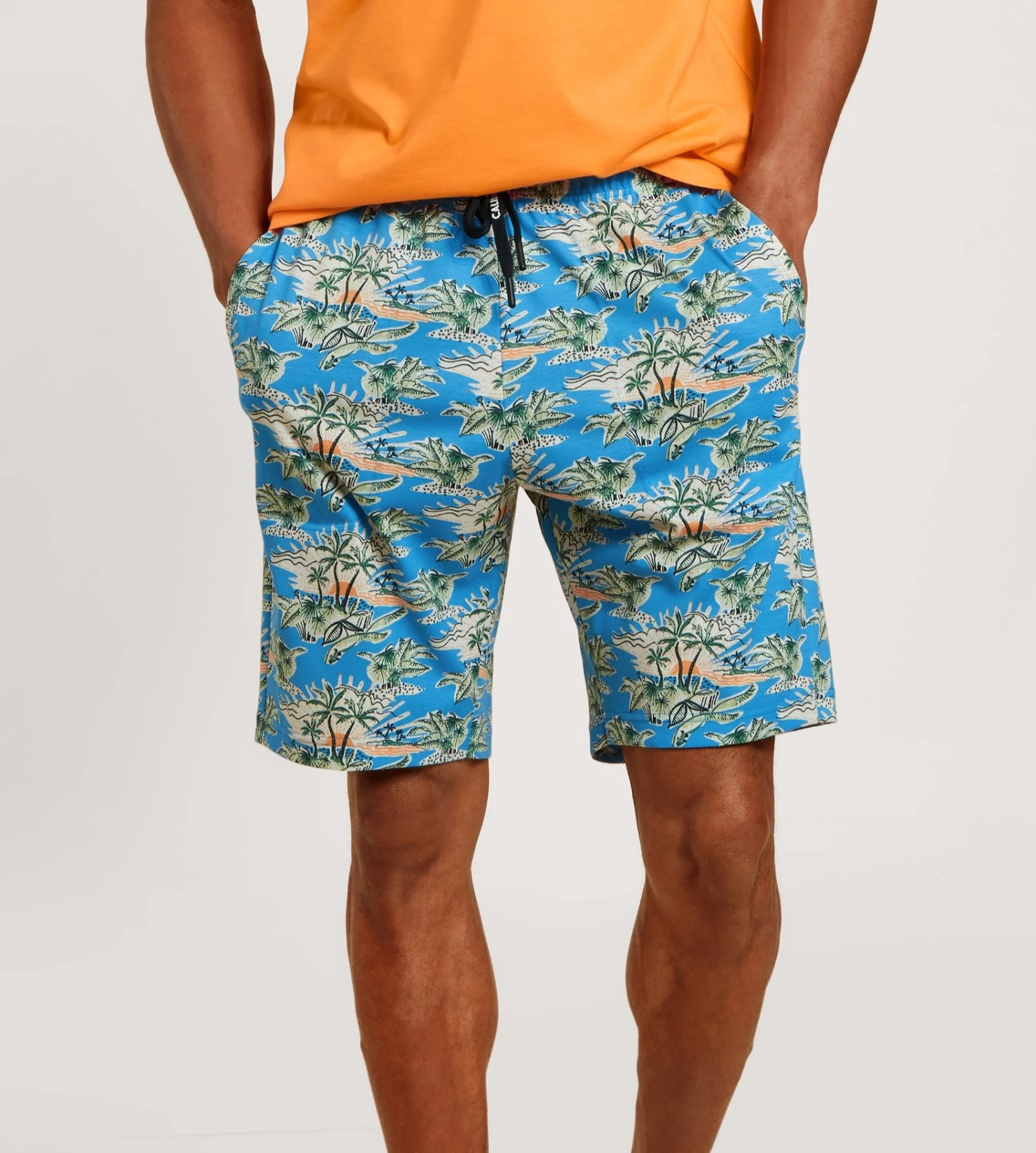 Calida Rmx Sleep Time Off Malibu Blue Cotton Bermuda - Graphic Print Loungewear Shorts 3 Calida Rmx Sleep Time Off Malibu Blue Cotton Bermuda - Graphic Print Loungewear Shorts