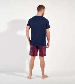 Pyjama Court Homme HOM Bouquet Bordeaux et Marine – Ensemble 100% Coton Jersey -Lingerie Sipp bouquet pyjama court coton homme 5