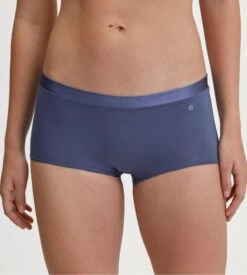 Calida Shorty Femme Bleu En Coton Ceinture Satinée Cate Cobalt Blue