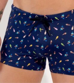 Hom Boxer De Bain Imprimé Glaces Summer Bleu Marine -Lingerie Sipp boxer de bain pour homme summer marine 1