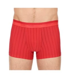 Boxer HOM Chic Rouge à Rayures Fines - Sous-vêtement Homme en Microfibre Douce