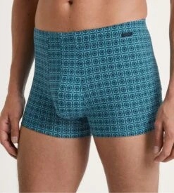Calida Boxer Homme en Coton Supima Storm Blue – Collection Grafic Cotton Imprimé Géométrique -Lingerie Sipp boxer h ceinture recouverte 528 storm blue 2