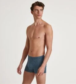 Calida Dark Sapphire Graphic Print – Supima Cotton Premium Men's Boxer -Lingerie Sipp boxer h ceinture recouverte dark sapphire bleu 5