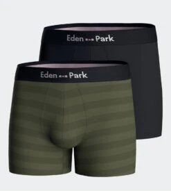 Eden Park Lot de 2 Boxers Marine et Imprimé Drayk – Coton Premium Stretch