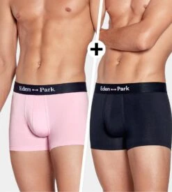 Eden Park Lot de 2 Boxers Homme Rose et Noir – Coton Stretch Premium
