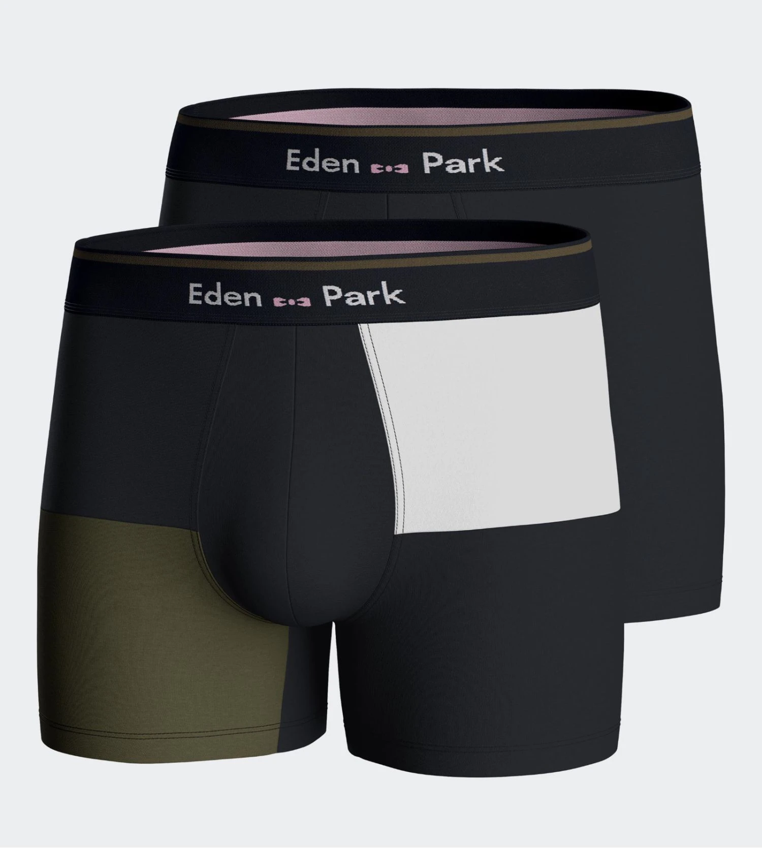 Eden Park Lot de 2 Boxers Marine et Kaki – Imprimé Carreaux et Uni en Coton Stretch 3 Eden Park Lot de 2 Boxers Marine et Kaki – Imprimé Carreaux et Uni en Coton Stretch