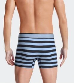 Eden Park Lot de 2 Boxers Homme en Coton Stretch – Bleu Ciel Uni et Rayures Marines -Lingerie Sipp boxer raye lot de 2 muscaris 4