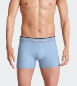 Eden Park Lot de 2 Boxers Homme en Coton Stretch – Bleu Ciel Uni et Rayures Marines -Lingerie Sipp boxer raye lot de 2 muscaris 5