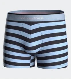 Eden Park Lot de 2 Boxers Homme en Coton Stretch – Bleu Ciel Uni et Rayures Marines -Lingerie Sipp boxer raye lot de 2 muscaris 7