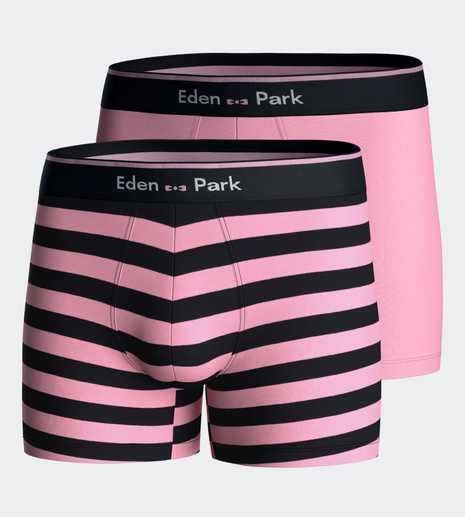 Eden Park Lot de 2 Boxers Homme en Coton Premium – Rayures Rose & Uni Noir 3 Eden Park Lot de 2 Boxers Homme en Coton Premium – Rayures Rose & Uni Noir