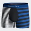 Eden Park Boxer Rayé Bleu, Noir et Blanc – Coton Premium Stretch pour Homme -Lingerie Sipp boxer rayures bleu