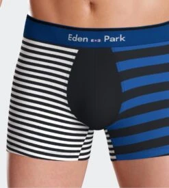 Eden Park Boxer Rayé Bleu, Noir et Blanc – Coton Premium Stretch pour Homme -Lingerie Sipp boxer rayures bleu 2