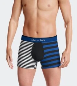 Eden Park Boxer Rayé Bleu, Noir et Blanc – Coton Premium Stretch pour Homme -Lingerie Sipp boxer rayures bleu 3