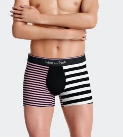 Eden Park Boxer en Coton Stretch Rayé Rose, Noir et Blanc – Sous-vêtement Chic et Sport -Lingerie Sipp boxer rayures rose 4
