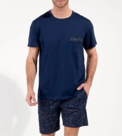 Pyjama Court Bleu Marine Homme Aux Motifs à Fleurs Broceliande -Lingerie Sipp broceliande pyj u court i0ra navy print 4