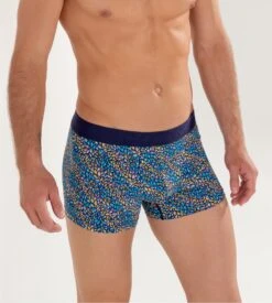 Hom Boxer Buddy - Imprimé Feuilles Multicolores sur Fond Marine - Boxer Confort en Microfibre -Lingerie Sipp buddy boxer h i023 multico print multicolore 5