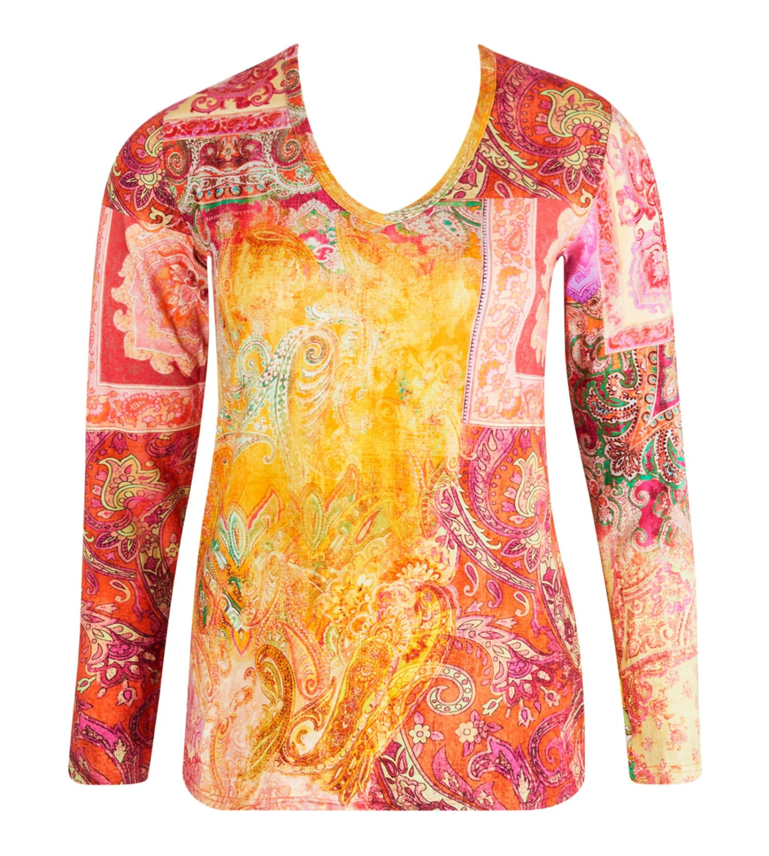 T Shirt Manches Longues Cachemire En Fete Orange 4 T Shirt Manches Longues Cachemire En Fete Orange – Image 2