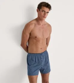 Calida Pottery Blue Graphic - Cotton Choice 100% Coton Supima Caleçon Flottant Boutonné -Lingerie Sipp calecon h flottant court boutonne 435 pottery blue bleu 5