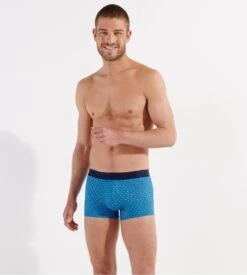 Hom Boxer HO1 CAMERON Blue Print – Art Deco Geometric Horizontal Opening Trunk -Lingerie Sipp cameron ho1 boxer h i0bi blue print bleu 2