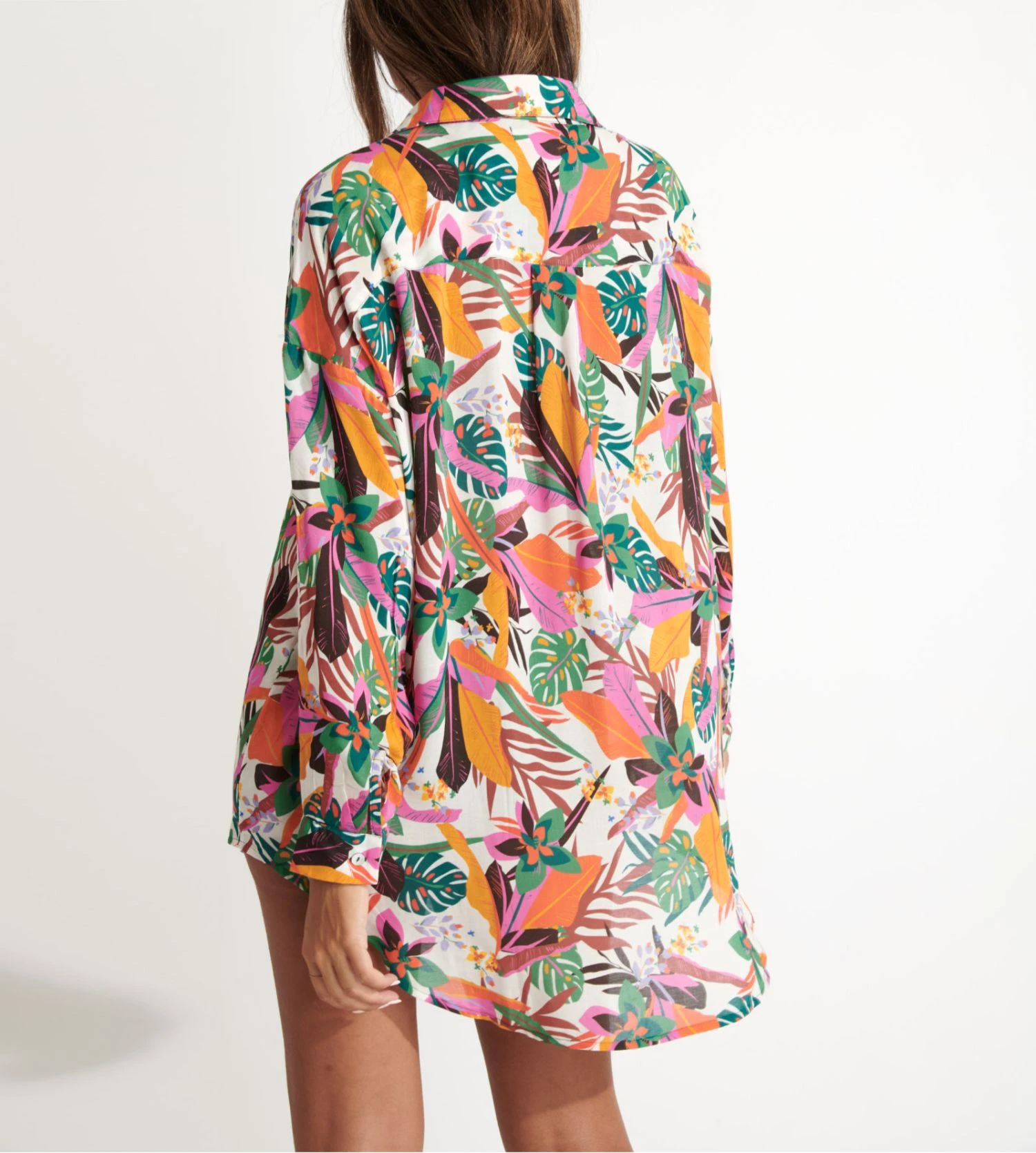 Livia Amandine Cantevoil Écru Tropical – Viscose Long Sleeve Button-Down Beach Shirt 8 Livia Amandine Cantevoil Écru Tropical – Viscose Long Sleeve Button-Down Beach Shirt – Image 6