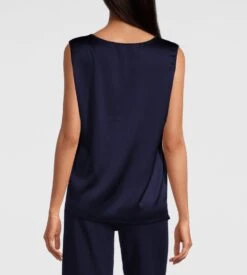 Oscalito Caraco en Satin de Soie Stretch Bleu Marine – Top sans manches Haut de Gamme -Lingerie Sipp caraco en satin de soie stretch 474 bleu marine 2