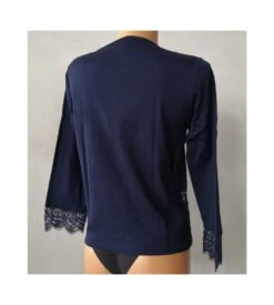 Oscalito Cardigan Bleu en Fil d'Écosse et Dentelle de Calais Chantilly - Gilet Luxe Femme 12 Oscalito Cardigan Bleu en Fil d'Écosse et Dentelle de Calais Chantilly - Gilet Luxe Femme -Lingerie Sipp cardigan coton dentelle chantilly 456 bleu 3