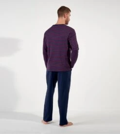 Pyjama Long à Rayures Bordeaux/bleu Pour Homme Carson 12 Pyjama Long à Rayures Bordeaux/bleu Pour Homme Carson -Lingerie Sipp carson pyjama rayures homme 4