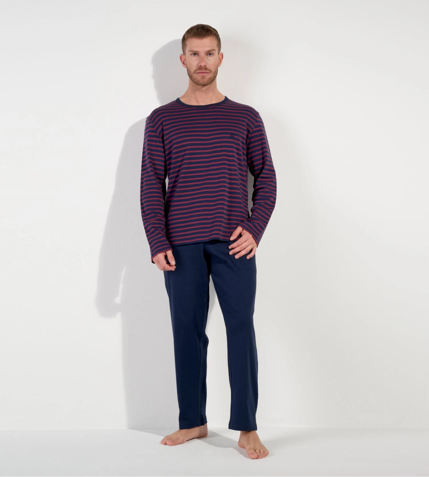 Pyjama Long à Rayures Bordeaux/bleu Pour Homme Carson 8 Pyjama Long à Rayures Bordeaux/bleu Pour Homme Carson – Image 6