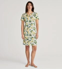 Calida Chemise de Nuit Courte en Coton Bio - Collection Fruity Dreams Imprimé Citron -Lingerie Sipp cdn d mc 95cm 013 pineapple jaune 3