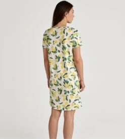 Calida Chemise de Nuit Courte en Coton Bio - Collection Fruity Dreams Imprimé Citron -Lingerie Sipp cdn d mc 95cm 013 pineapple jaune 5