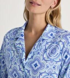 Calida Chemise De Nuit Manches Longues Orient Dreams Dazzling Blue -Lingerie Sipp cdn d ml ent bt 95cm 455 dazzling blue 2