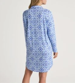 Calida Chemise De Nuit Manches Longues Orient Dreams Dazzling Blue -Lingerie Sipp cdn d ml ent bt 95cm 455 dazzling blue 4