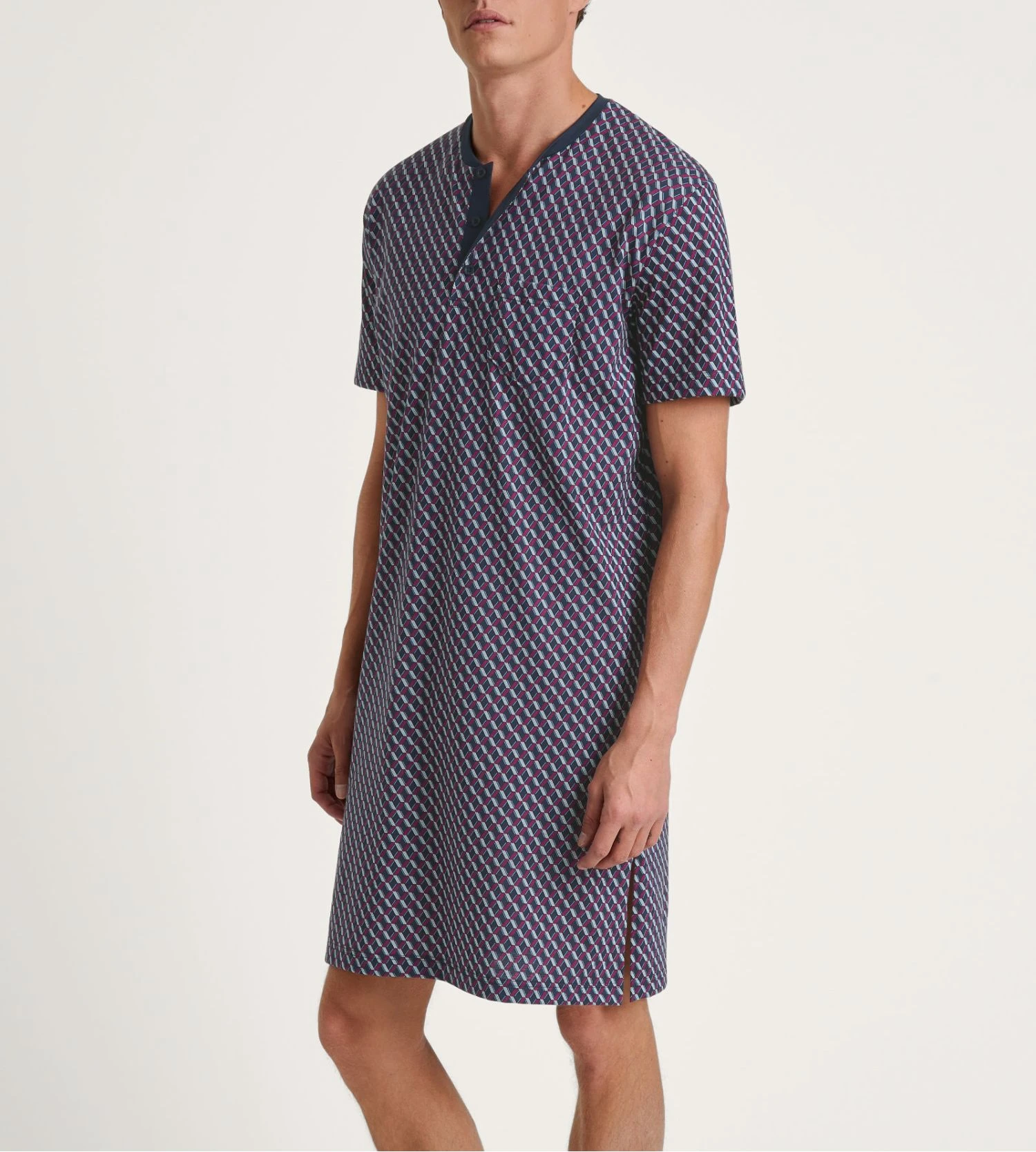 Calida Chemise De Nuit Homme Boutonnée Relax Imprint Mars Red 3 Calida Chemise De Nuit Homme Boutonnée Relax Imprint Mars Red