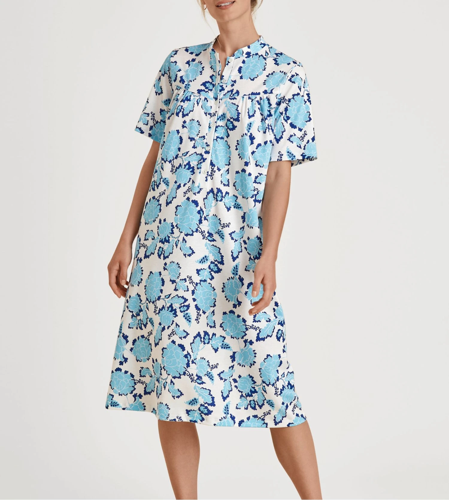 Calida Chemise de Nuit Soft Cotton Blue Topaz – Coton Interlock 110 cm 3 Calida Chemise de Nuit Soft Cotton Blue Topaz – Coton Interlock 110 cm