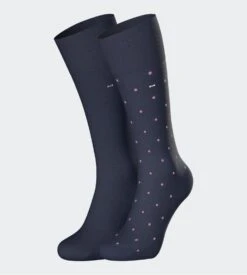 Eden Park Lot De 2 Chaussettes Homme En Coton Bleu Marine Uni + Imprimé à Pois