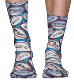 Wigglesteps Rugby Print Men's Socks - Organic Cotton Breathable Novelty Socks 7 Wigglesteps Rugby Print Men's Socks - Organic Cotton Breathable Novelty Socks -Lingerie Sipp chaussettes mixtes rugby imprime multicolore 1