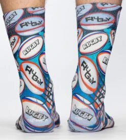 Wigglesteps Rugby Print Men's Socks - Organic Cotton Breathable Novelty Socks 8 Wigglesteps Rugby Print Men's Socks - Organic Cotton Breathable Novelty Socks -Lingerie Sipp chaussettes mixtes rugby imprime multicolore 2
