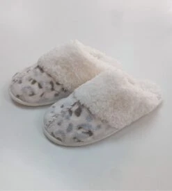 Chaussons Femme Chaud Hiver Imprimé Léopard Gris