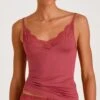 Calida Modal Sense Pomegranate Red - Débardeur en Dentelle à Fines Bretelles -Lingerie Sipp chemise bf dentelle pomegranate red